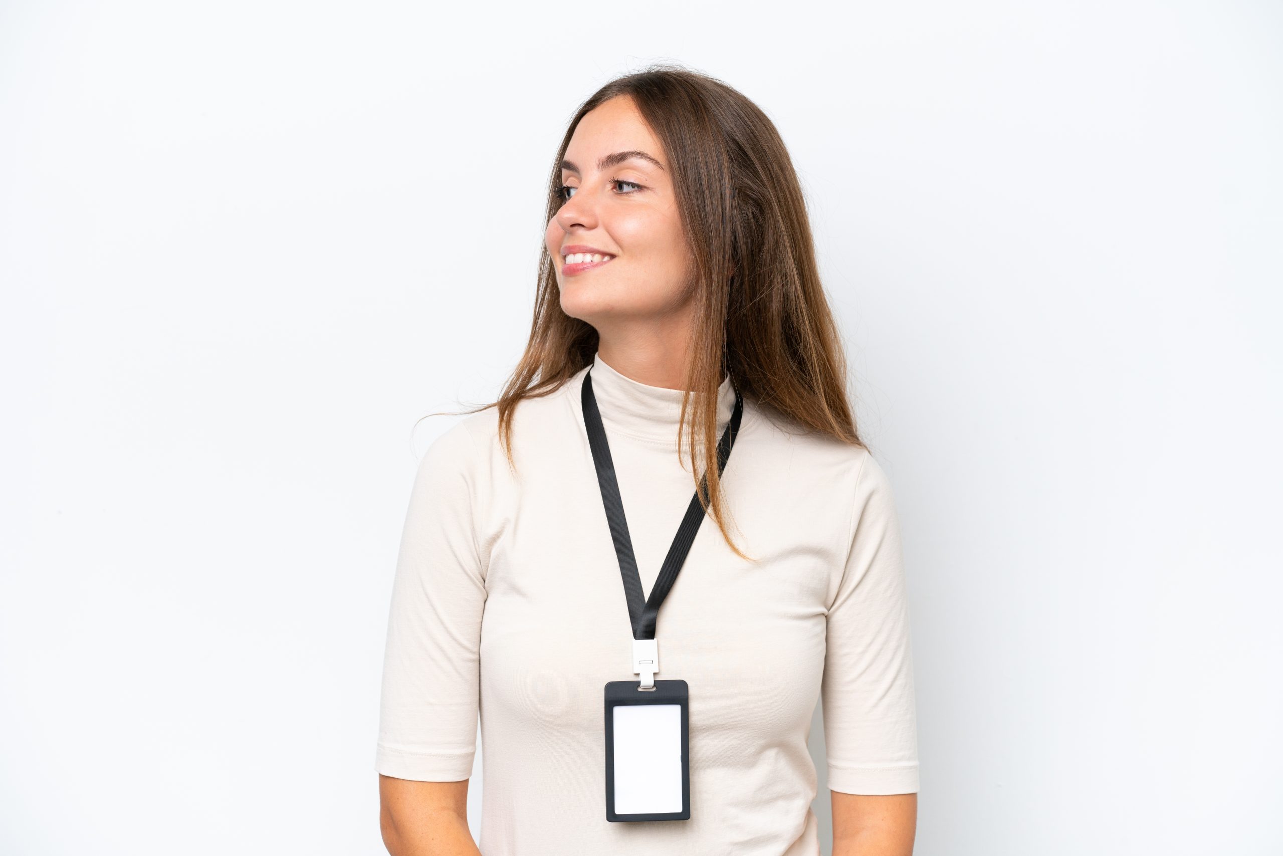 pvc id card on woman pvc id card on woman